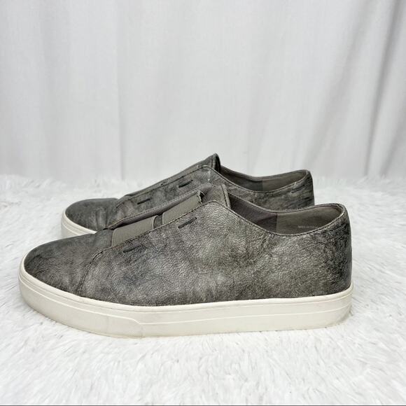 EILEEN FISHER / metallic gray silver green slip on sneakers / 7 - Picture 5 of 10